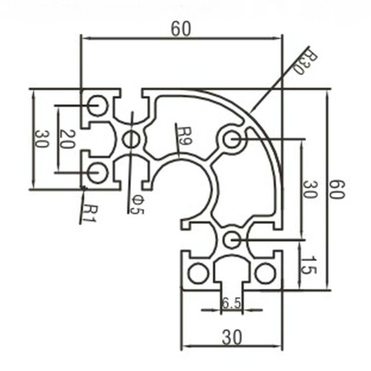 EF6630R工業鋁型材尺寸圖